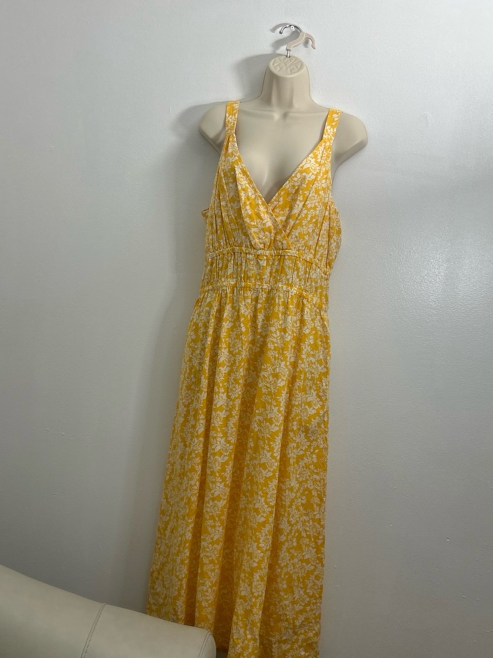 Universal Thread Yellow Floral Maxi Sundress with Smocked Waist